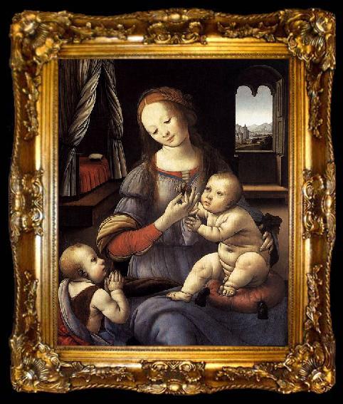 framed  LORENZO DI CREDI Madonna with the Christ Child and St John the Baptist, ta009-2